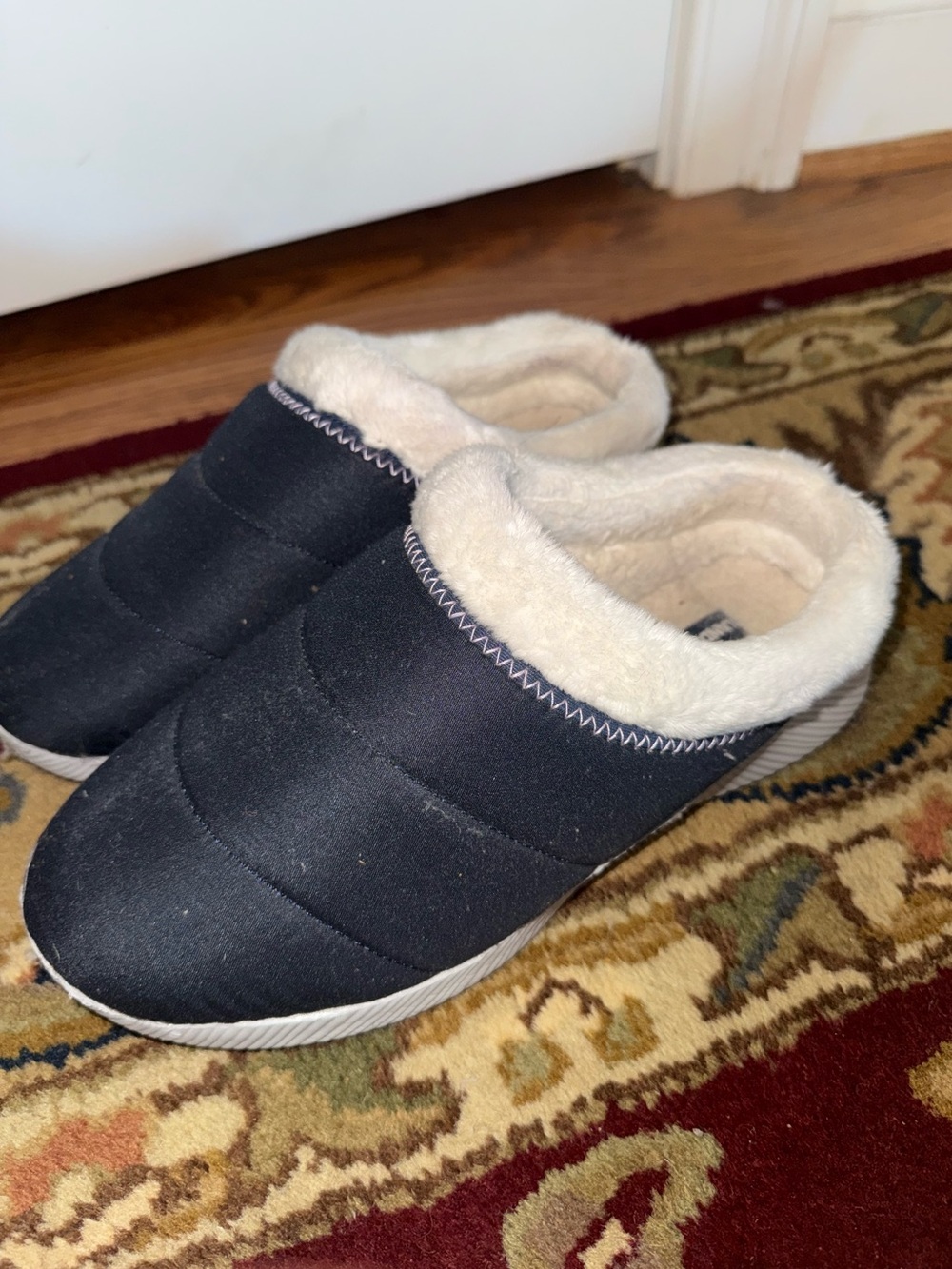 Lands End Navy Slippers